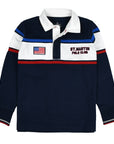 Long sleeve jersey polo shirt with band