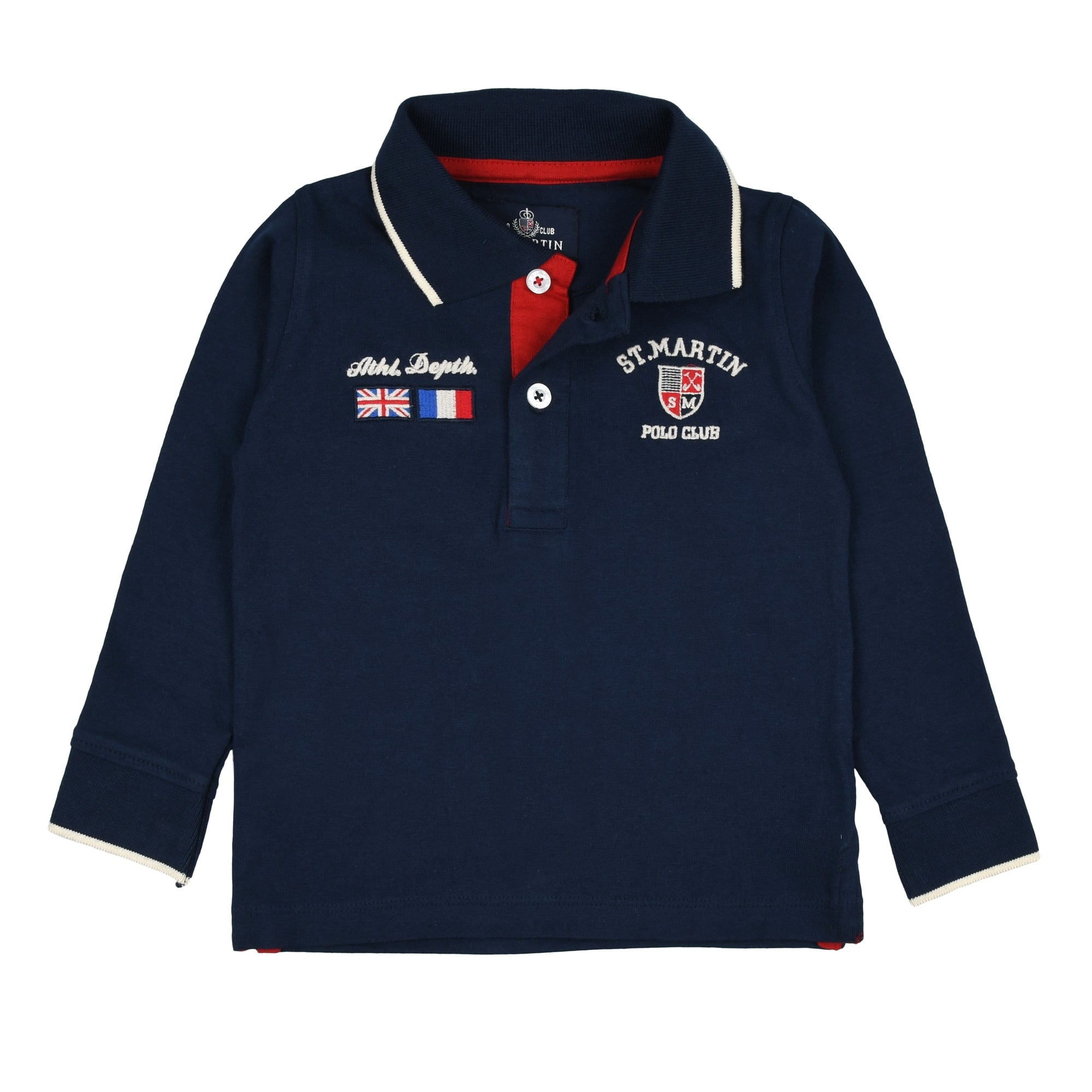 Long sleeve jersey polo shirt with logo embroidery