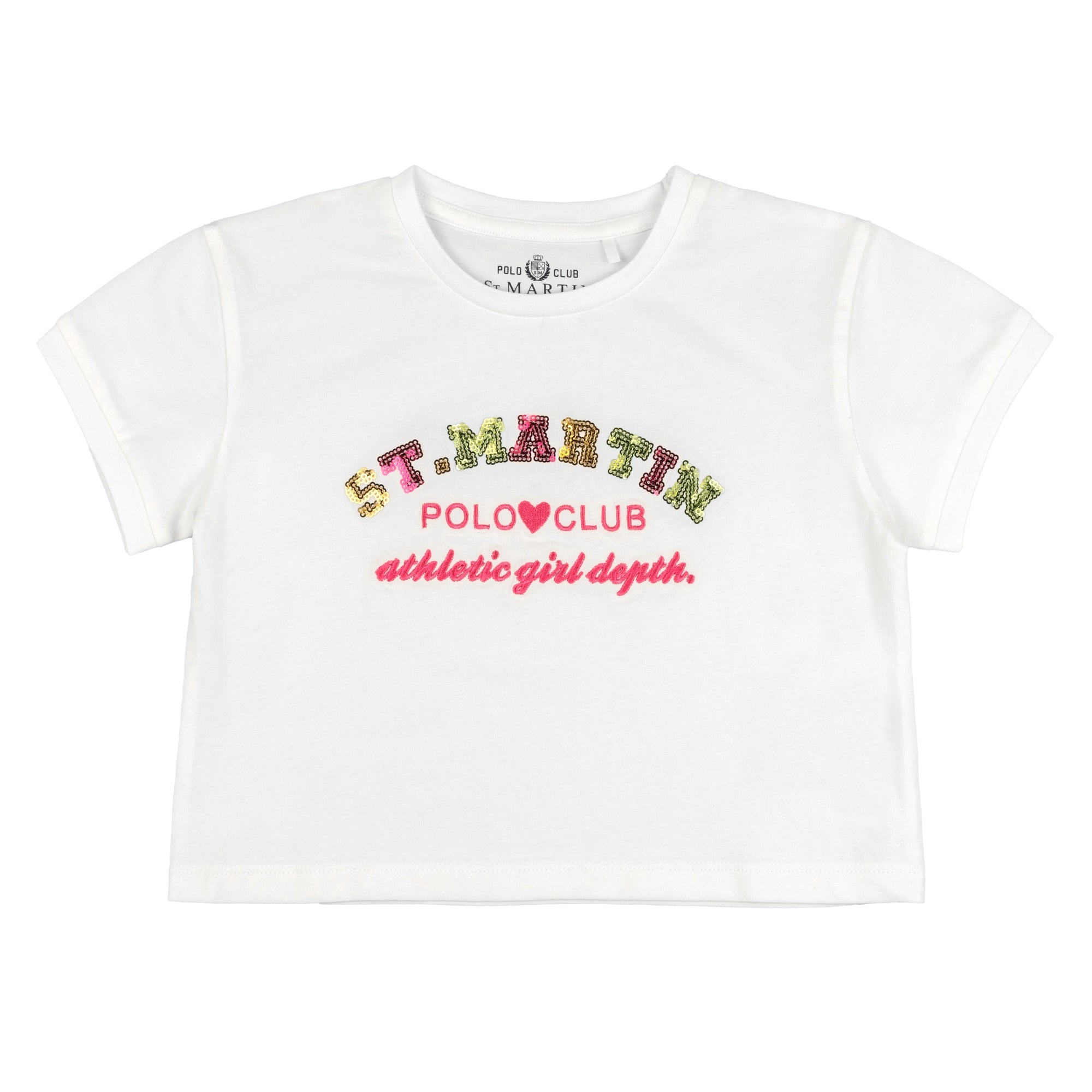 Short jersey T-shirt with embroidery