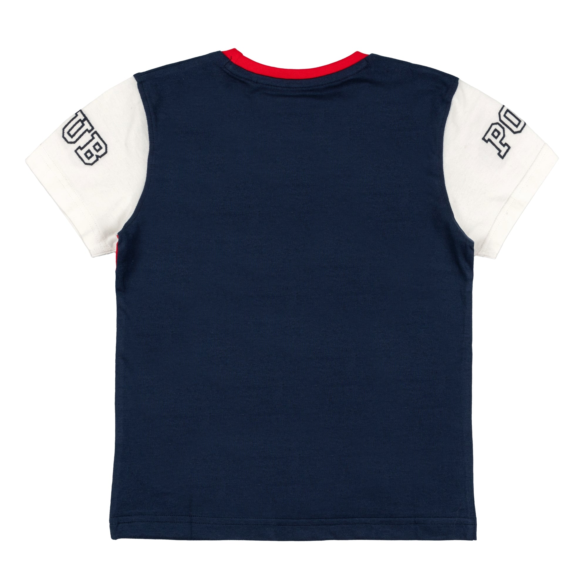 Banded jersey T-shirt with embroidery