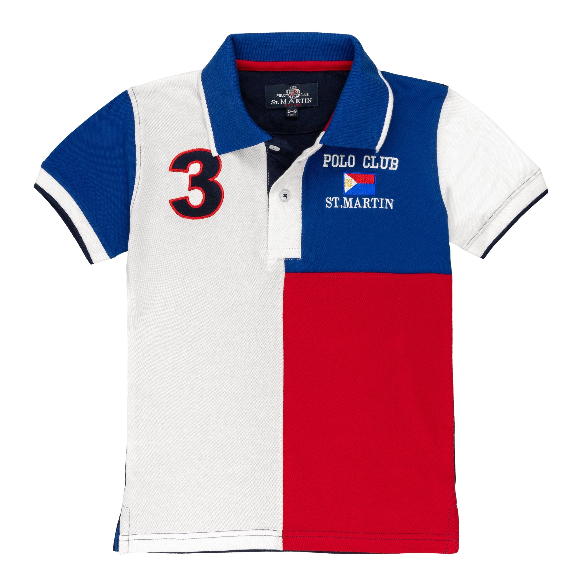 Color block pique polo shirt and number