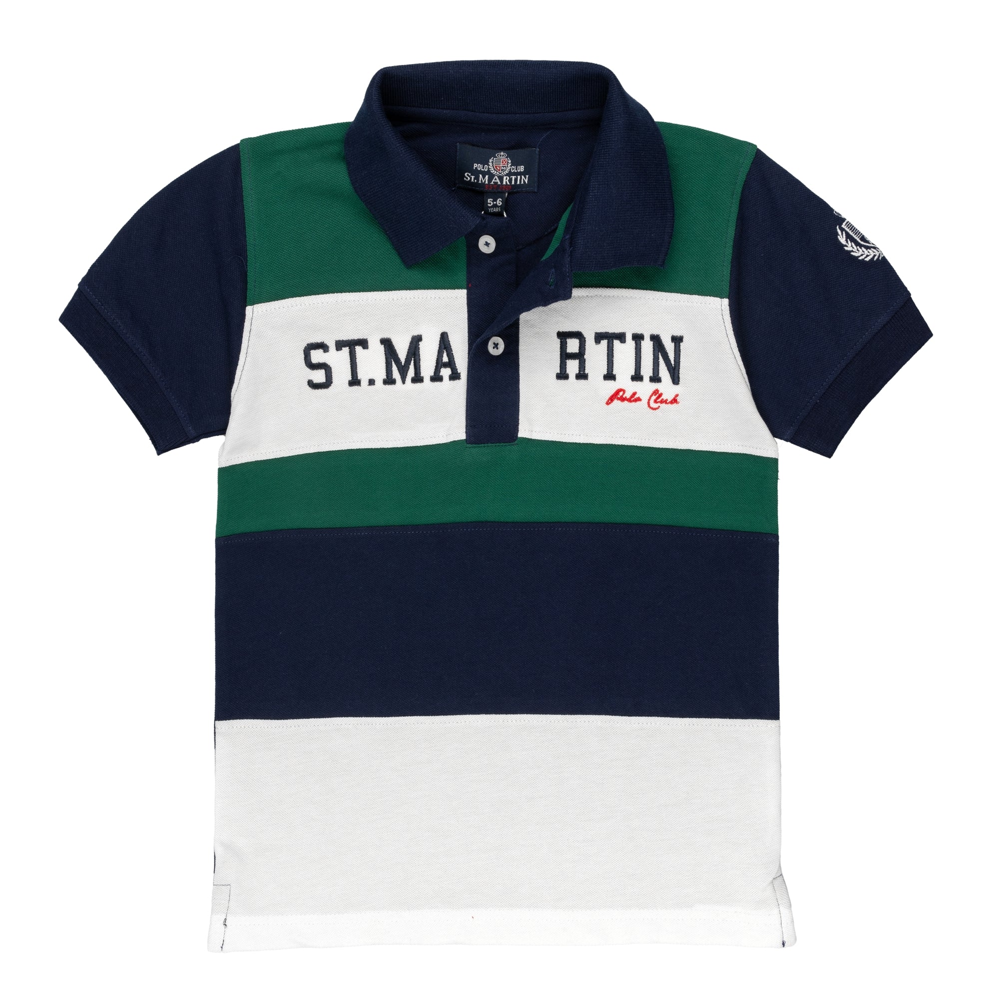 Piqué polo shirt with contrasting bands and college logo