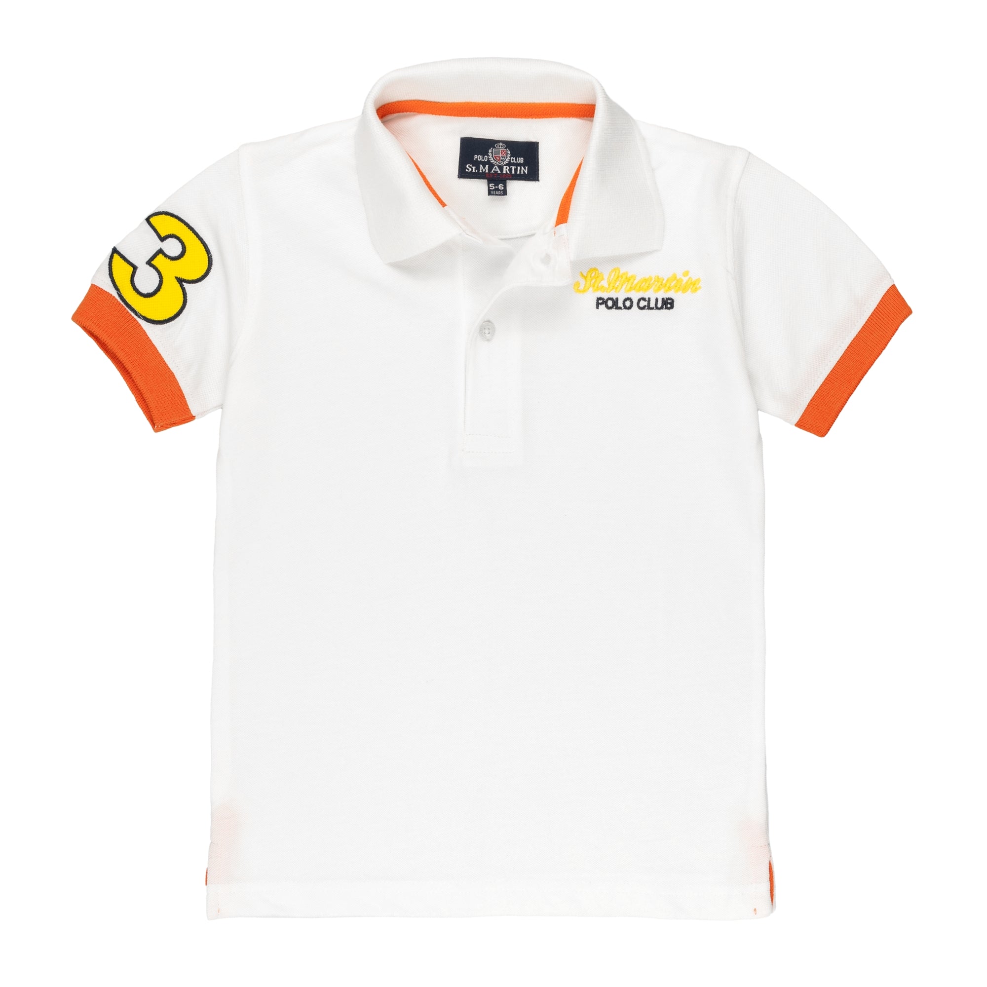 Piqué polo shirt with embroidery and fluorescent contrasts
