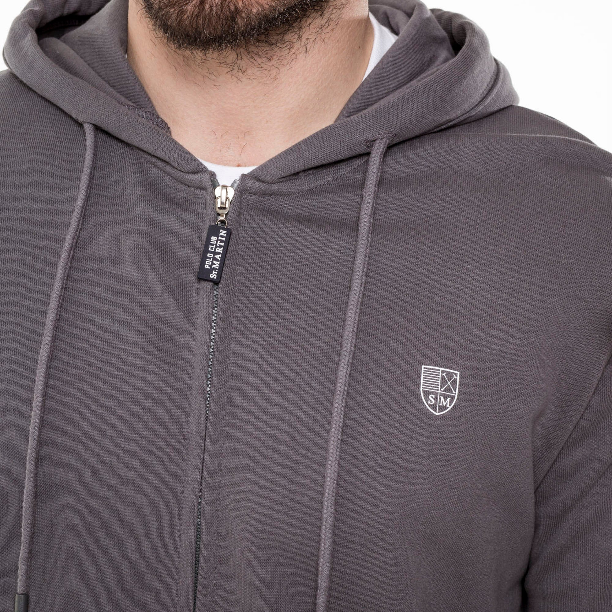 Full zipper sweatshirt with hood and logo print