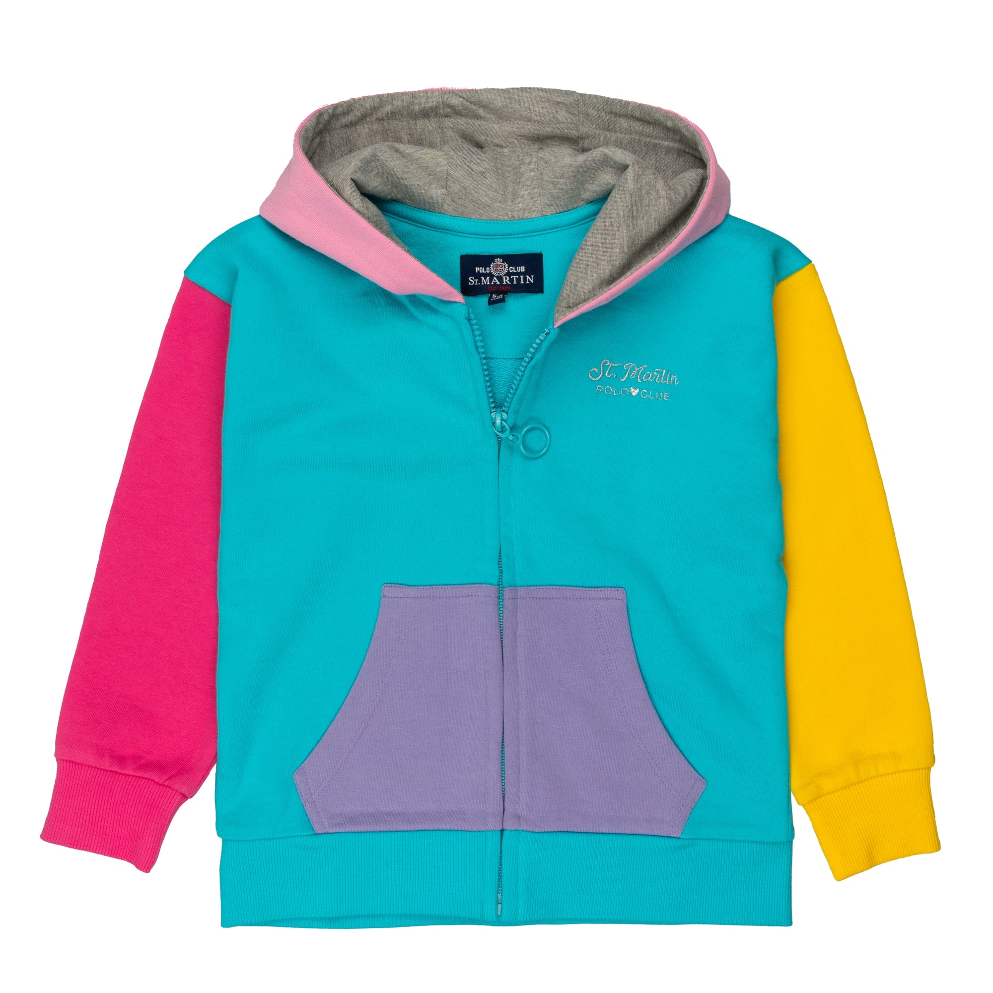 Multicolor French terry sweatshirt with hood