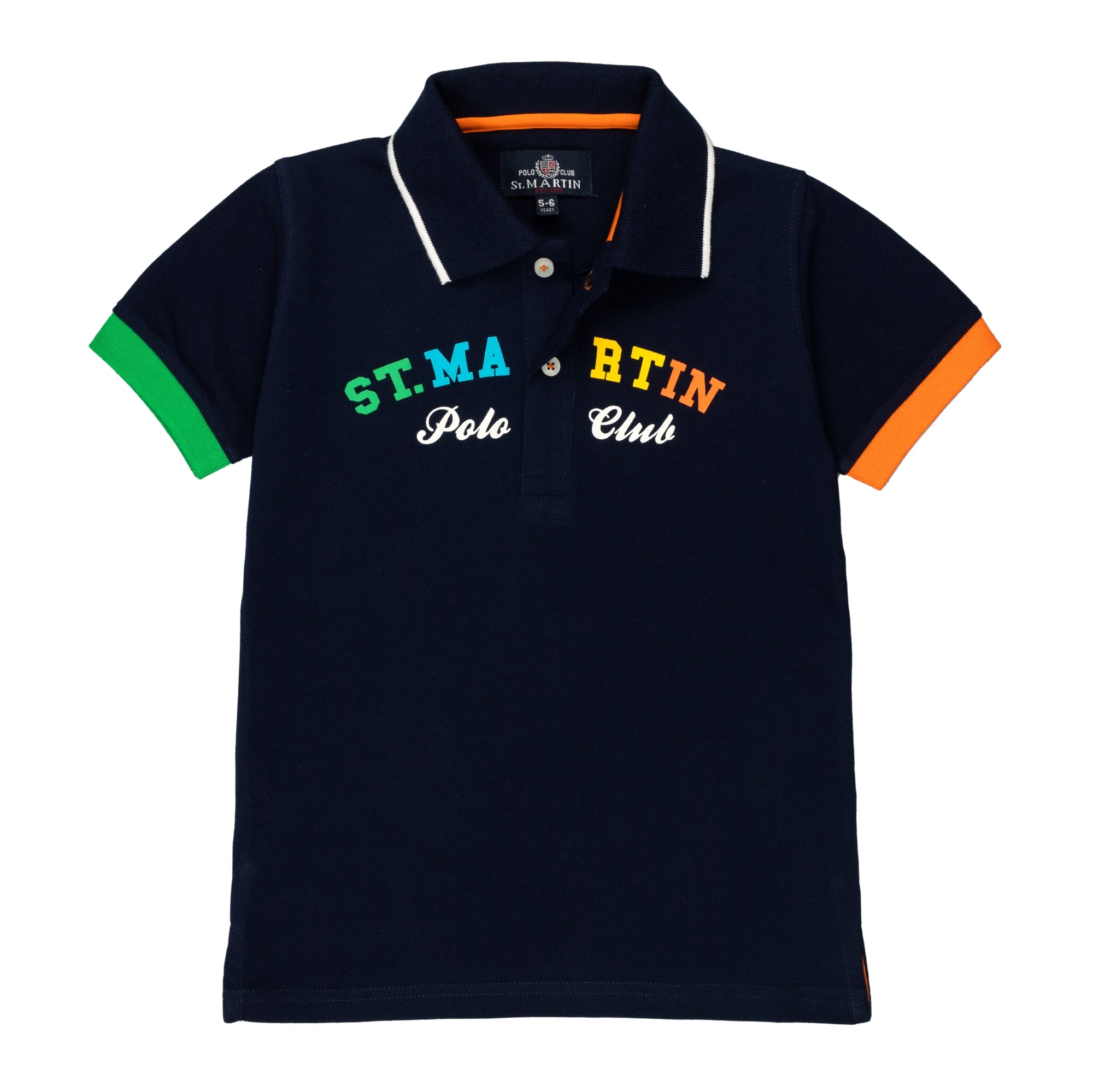 Piqué polo shirt with multicolor logo print