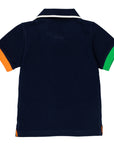 Piqué polo shirt with multicolor logo print