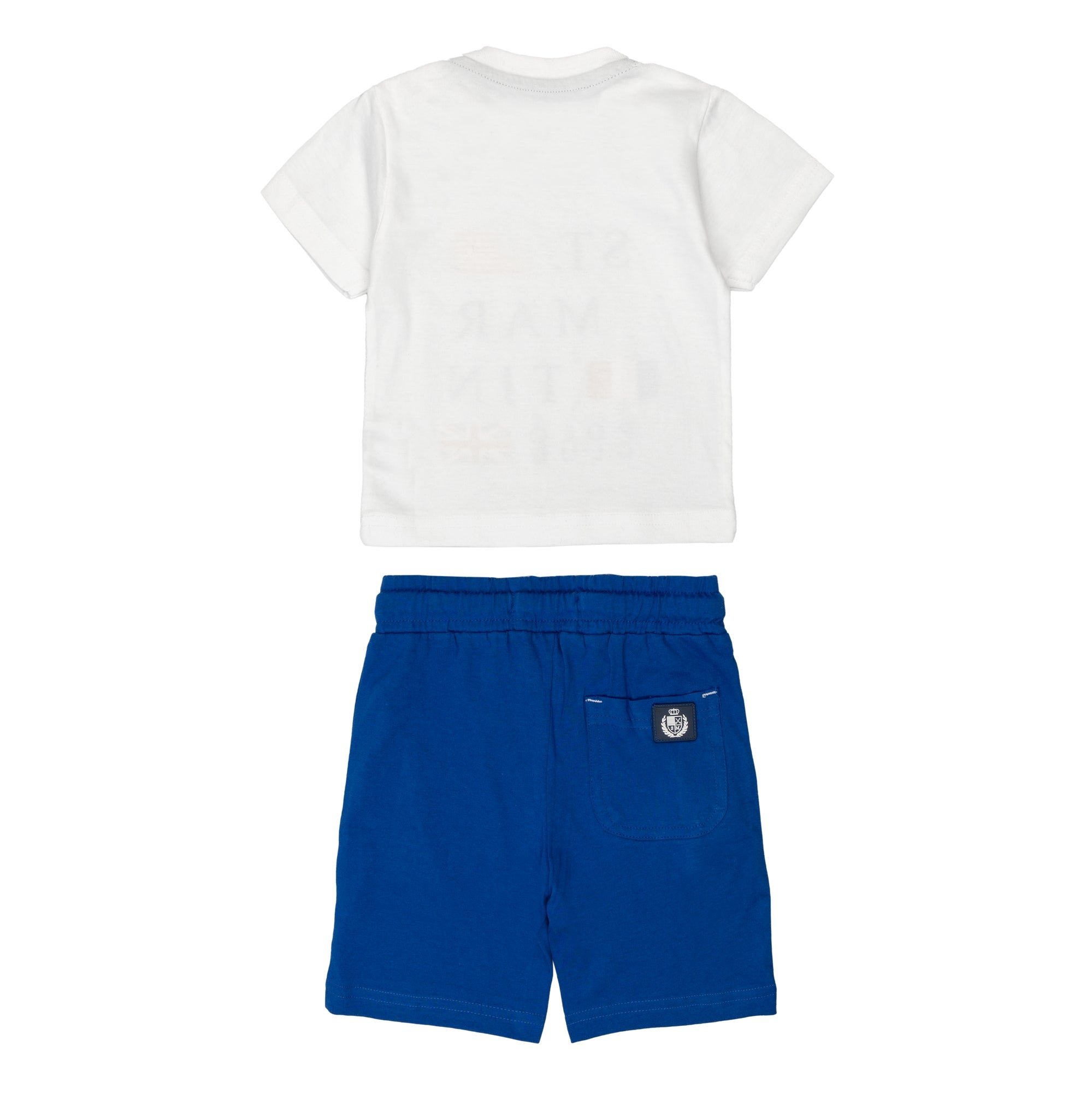 T-shirt and jersey shorts set with flags logo print