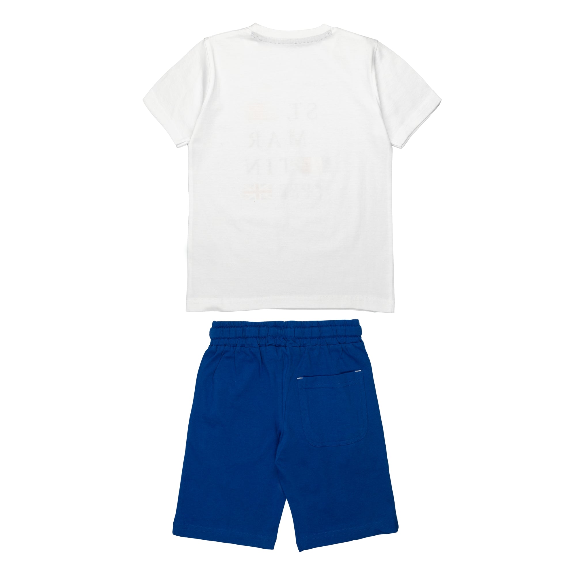 T-shirt and jersey shorts set with flags logo print