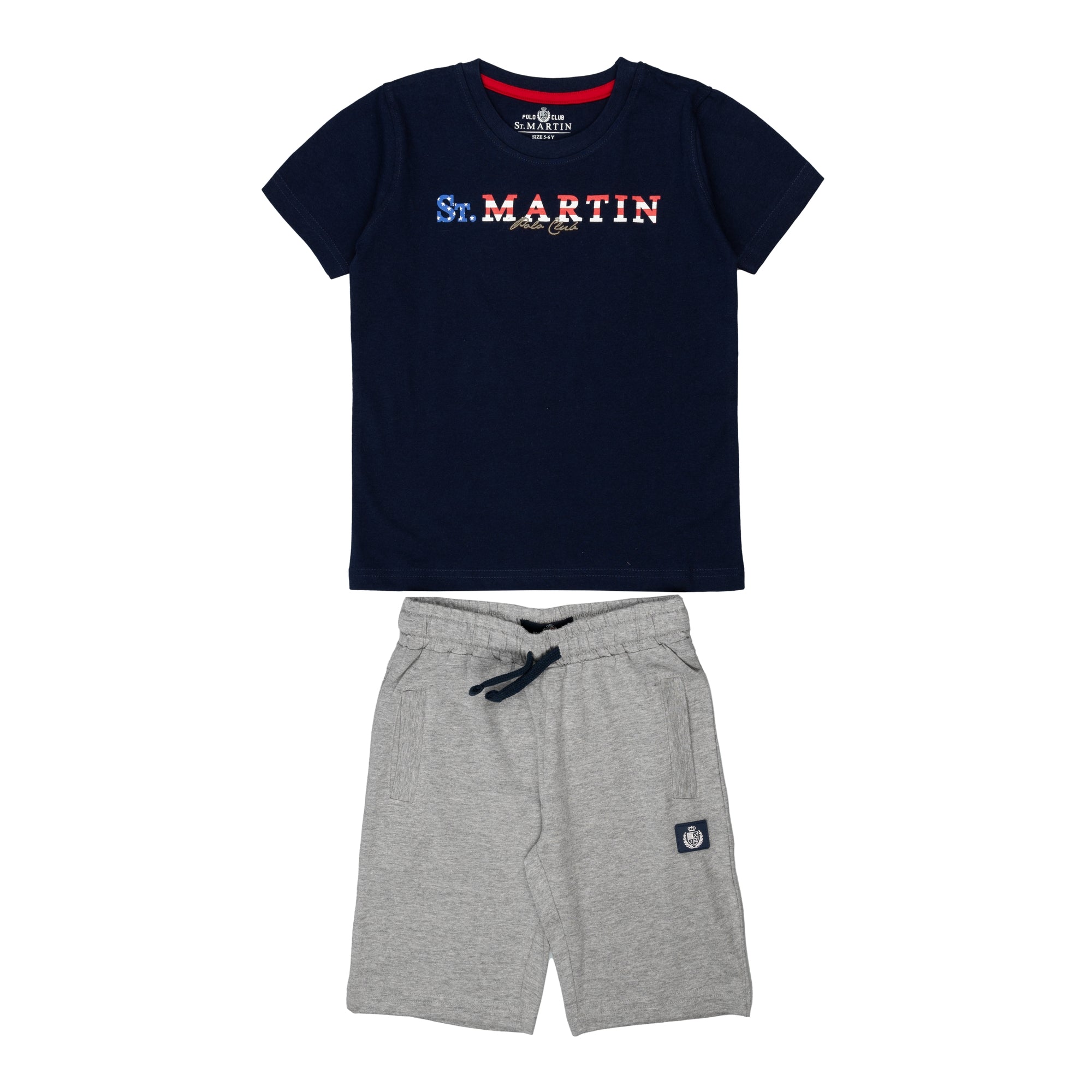 T-shirt and jersey shorts set with logo print