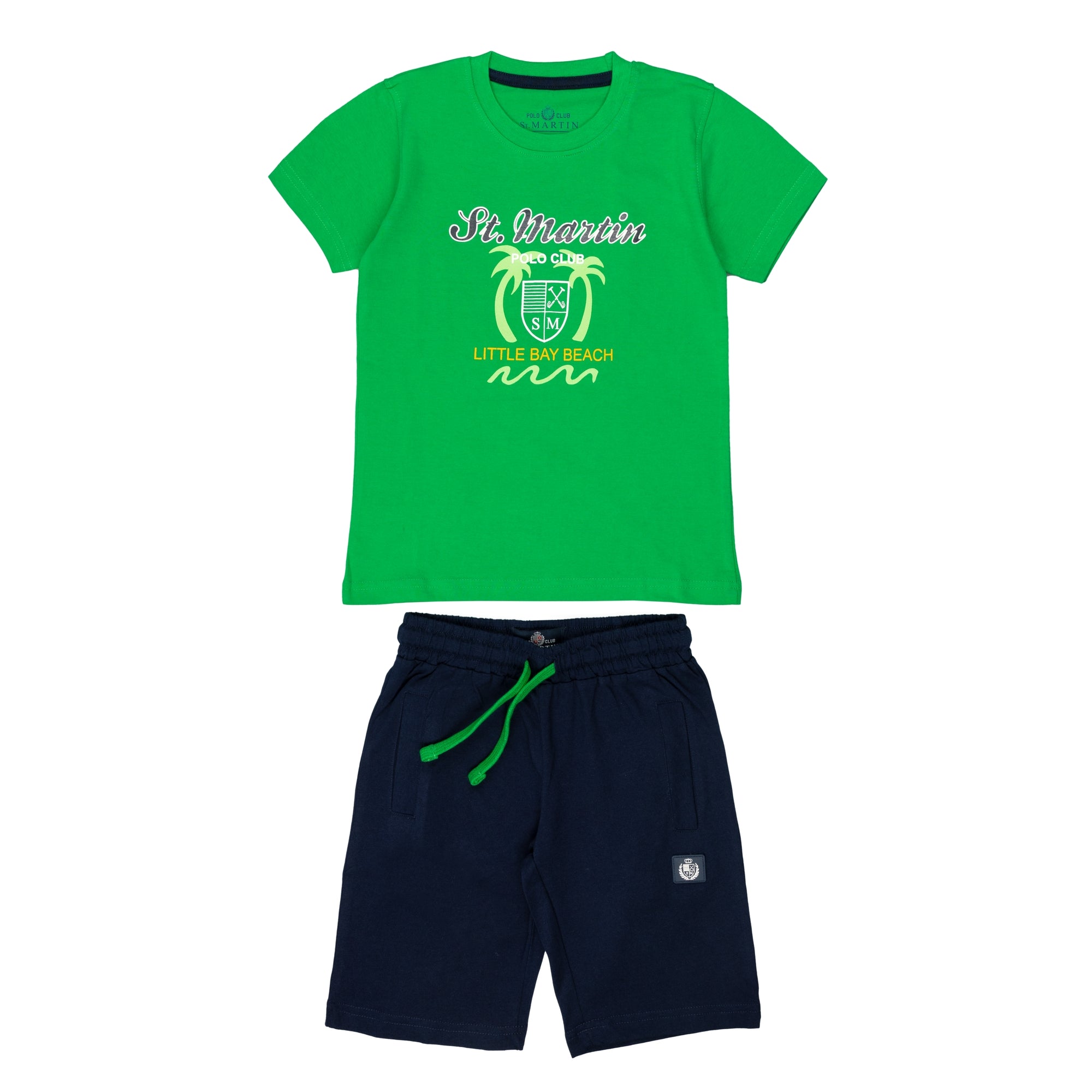 T-shirt and jersey shorts set with little bay print
