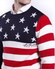 Crew neck gauge 7 American flag and logo embroidery