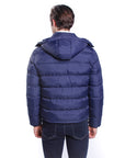 Nylon jacket with hood and colored stripes