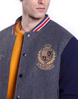 Fabric jacket with embroidered logo