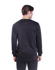 Crew-neck sweatshirt with inside brushed logo embroidery on the chest