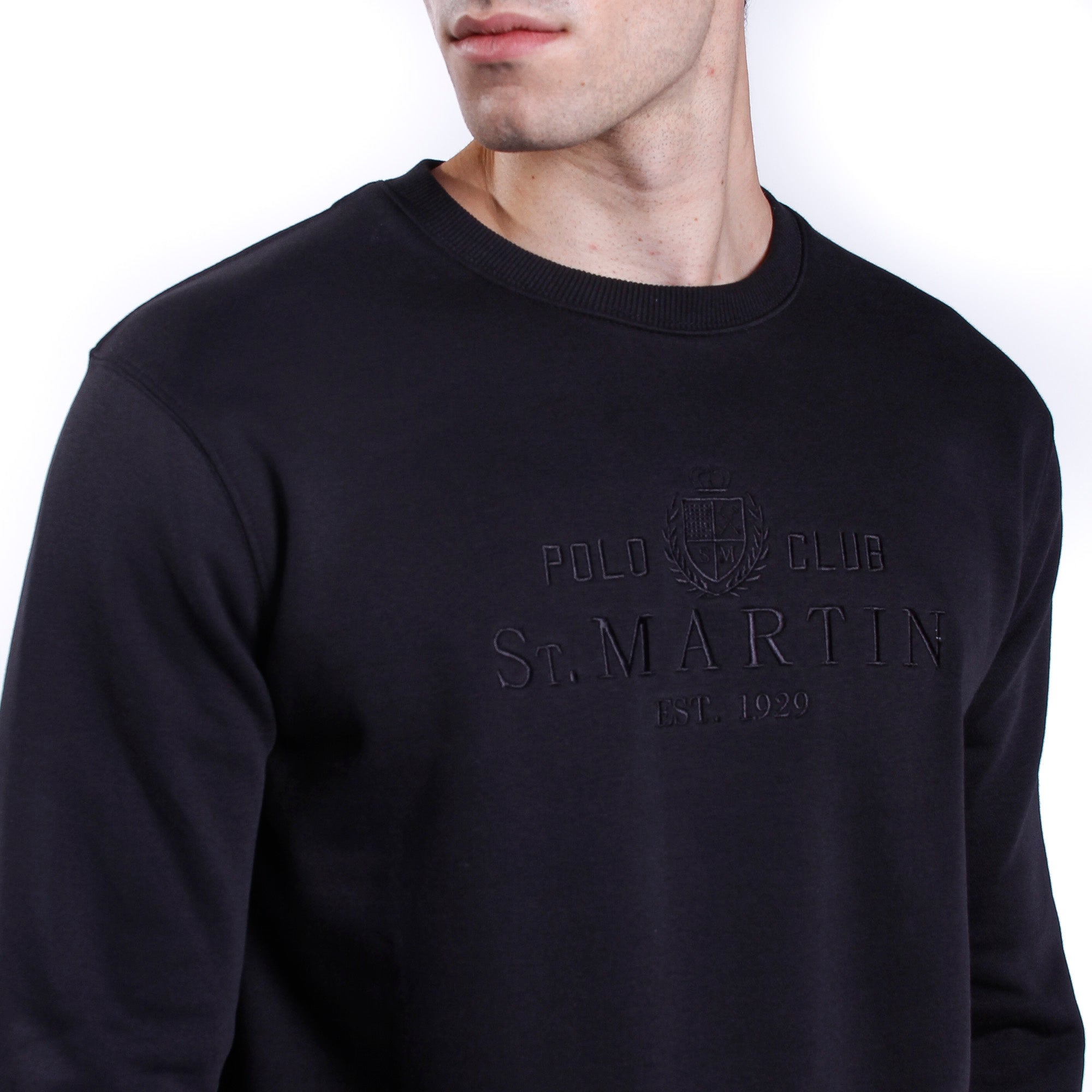 Crew-neck sweatshirt with inside brushed logo embroidery on the chest