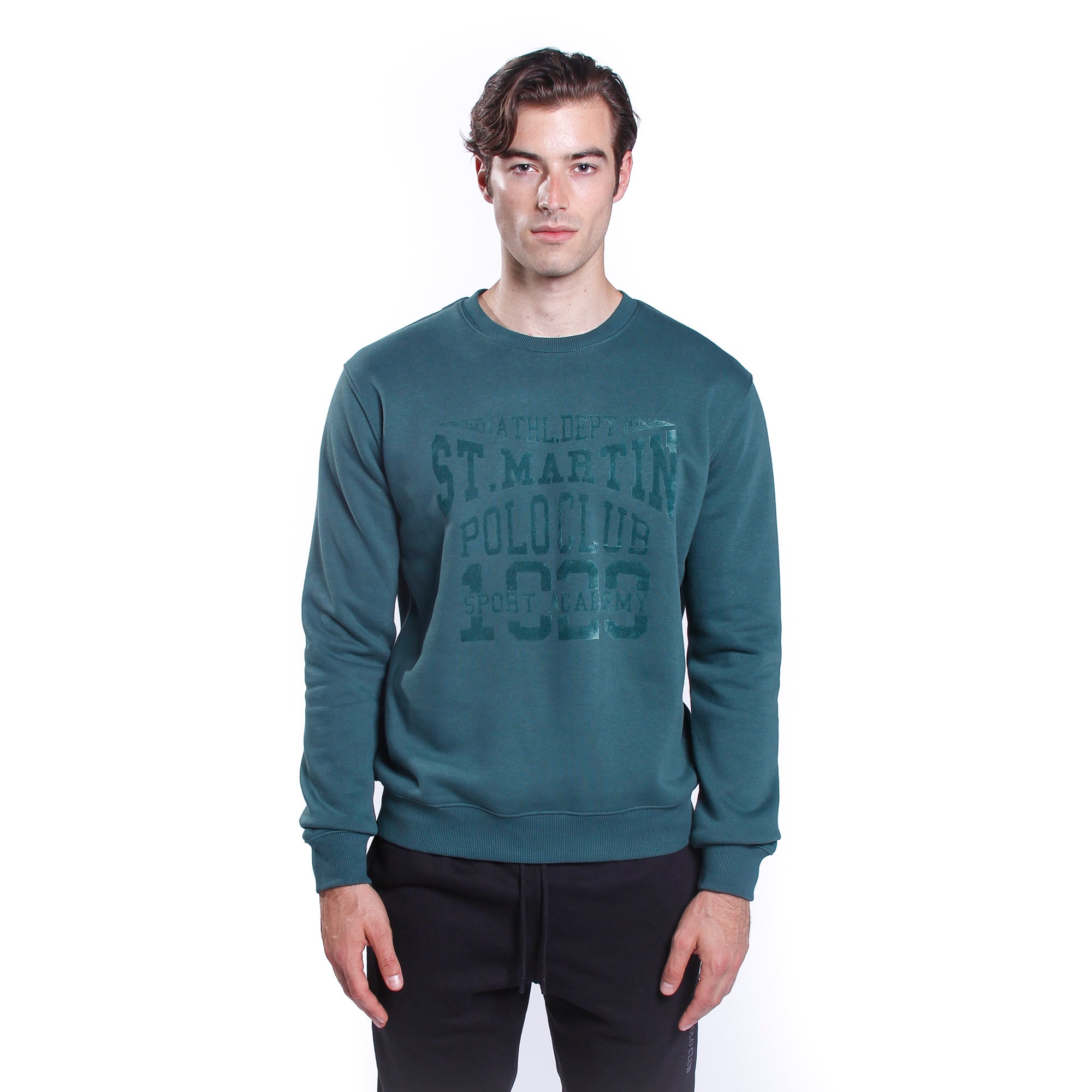 Crew-neck sweatshirt with inside brushed logo print on the chest