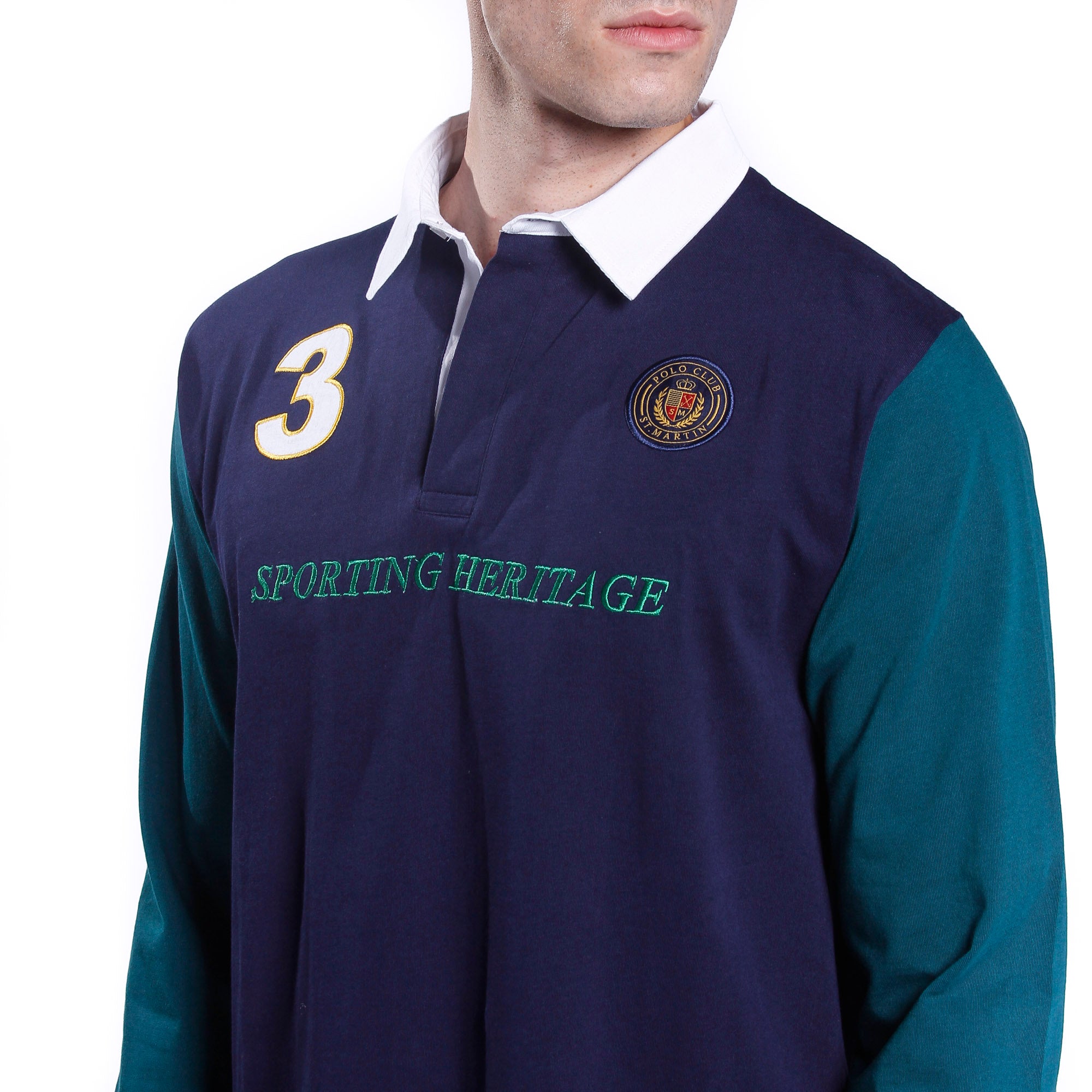 Jersey polo shirt with contrasting sleeves