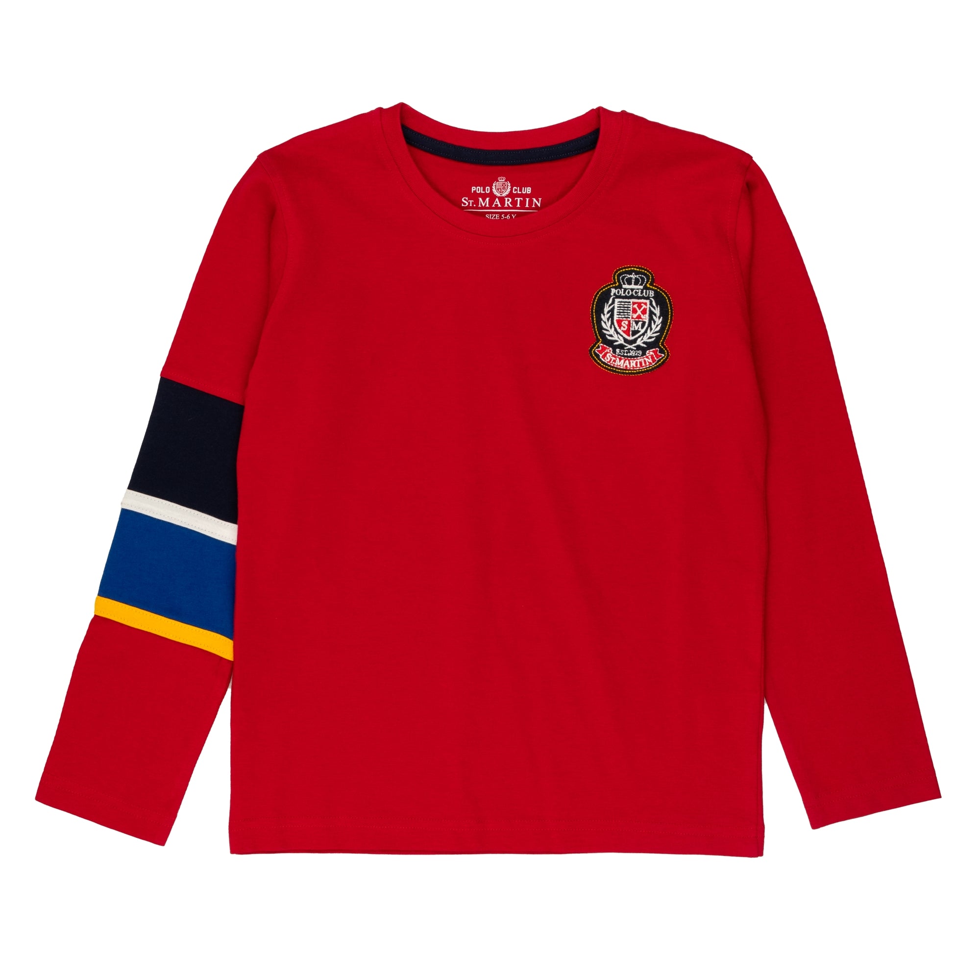 T-shirt with logo embroidery and bands on the sleeve