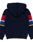 Sweatshirt with colored bands, zip and inside brushed hood