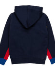 Multicolor sweatshirt with zip and inside brushed hood