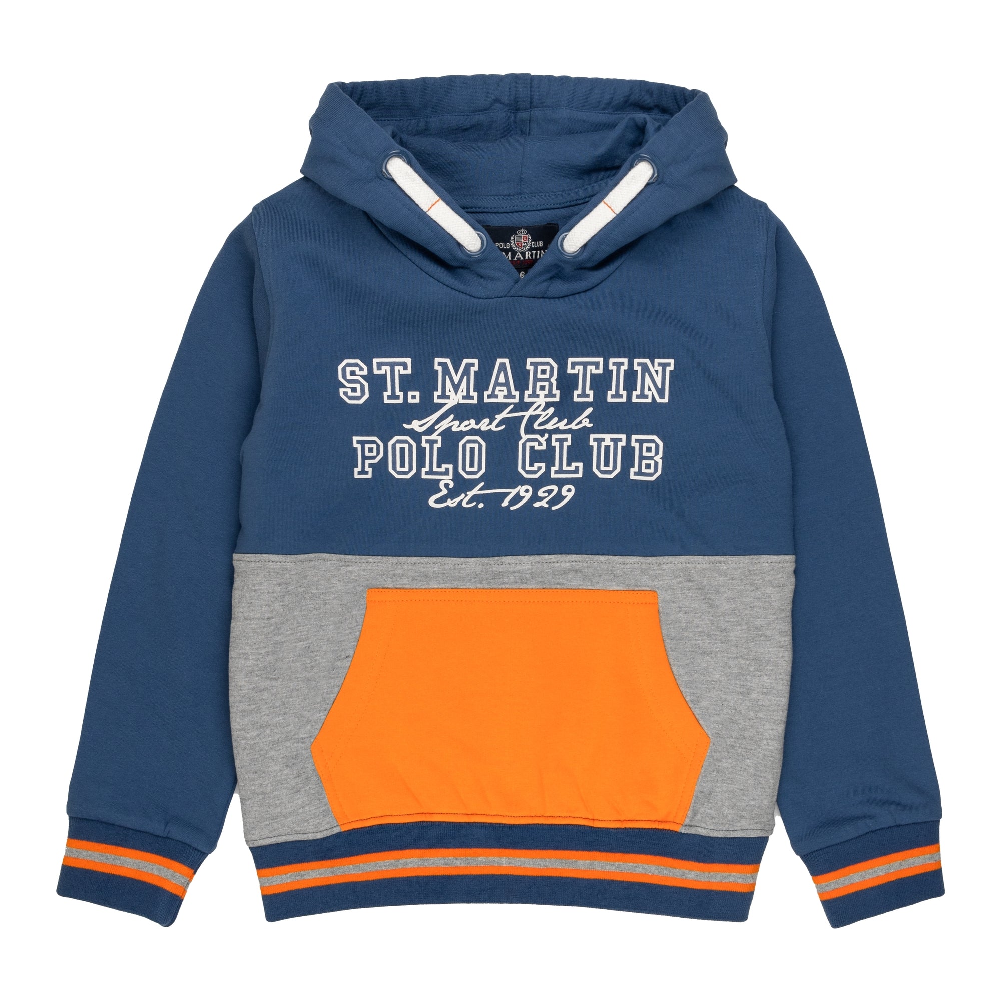Two-tone hooded sweatshirt with inside brushed printed logo