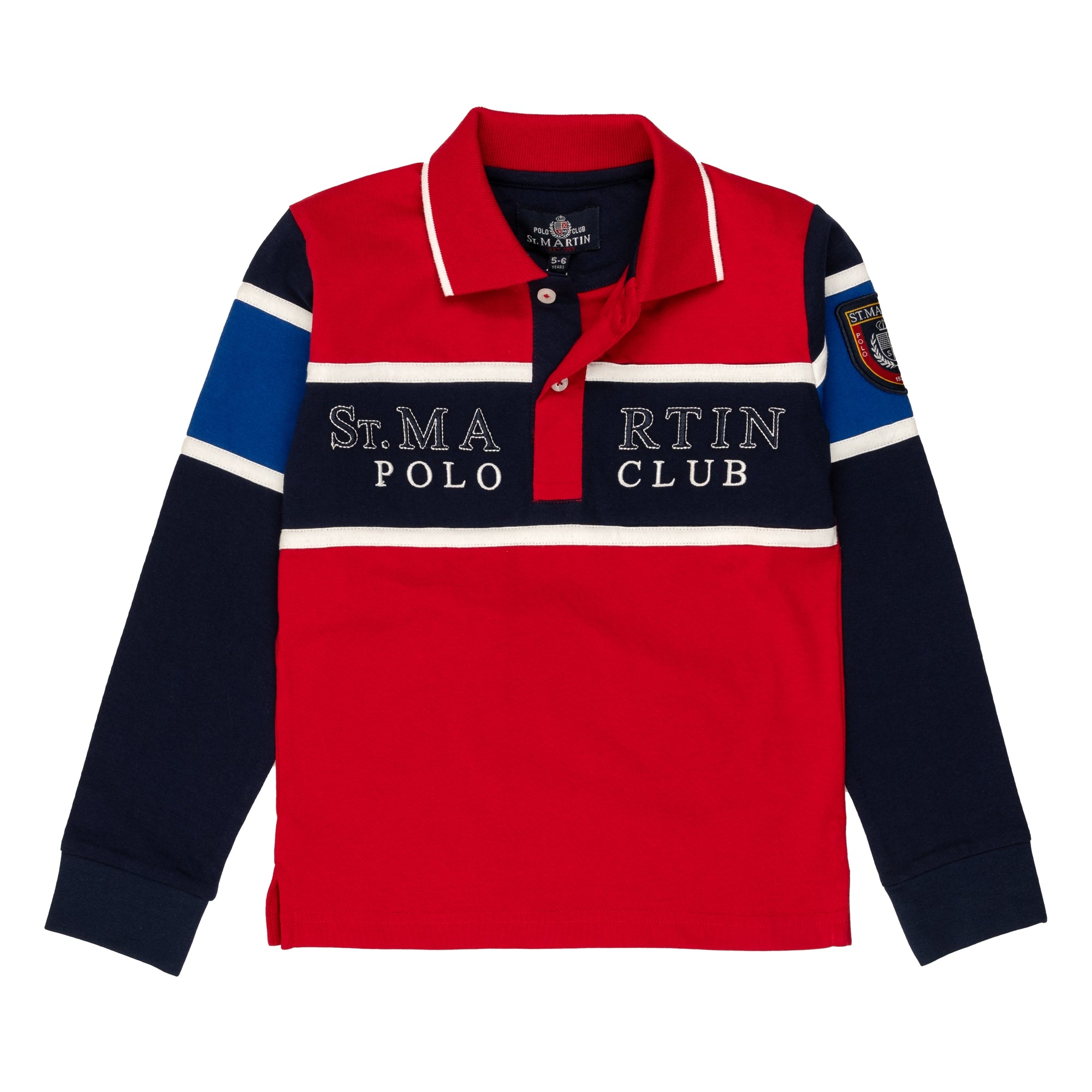 Polo shirt with chest band and logo embroidery