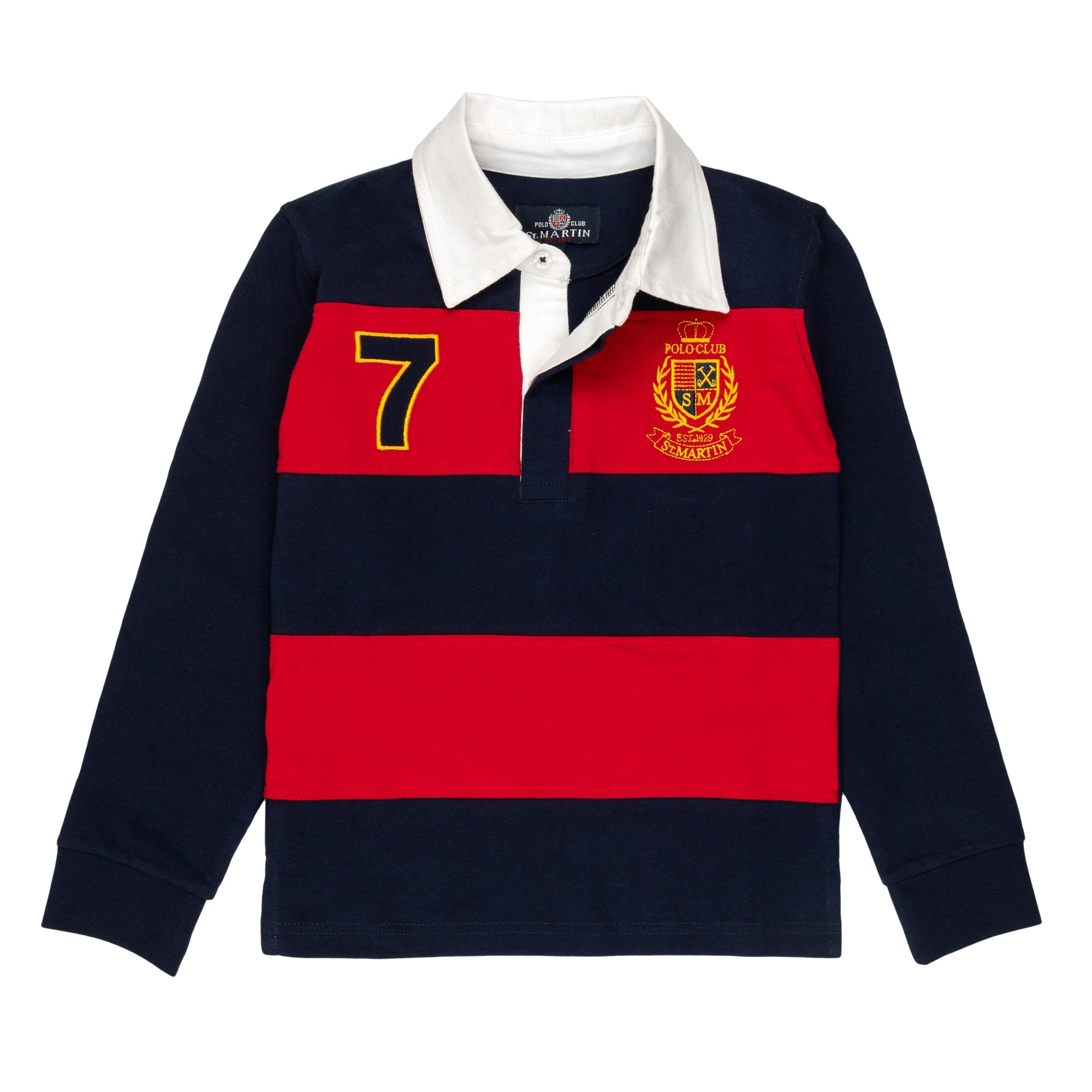 Rugby polo shirt with wide stripes and logo embroidery